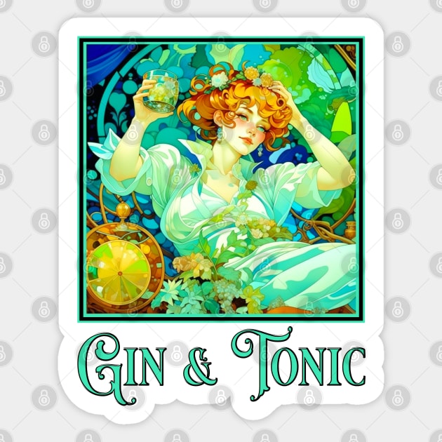 Art Nouveau Gin & Tonic Sticker by HolidayBug